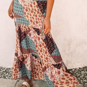 Floral Patchwork Maxi Skirt